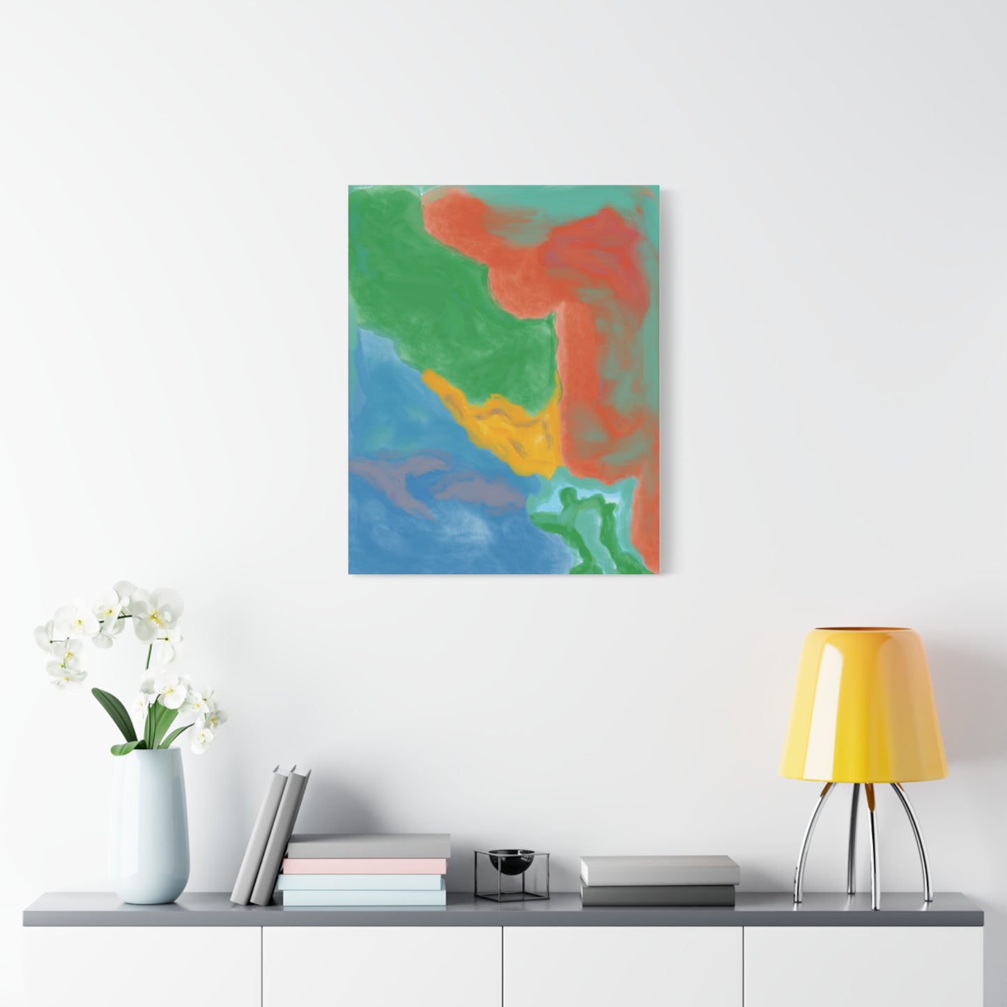 Abstract Color Field Matte Canvas Print — Vibrant Coastal Landscape Art